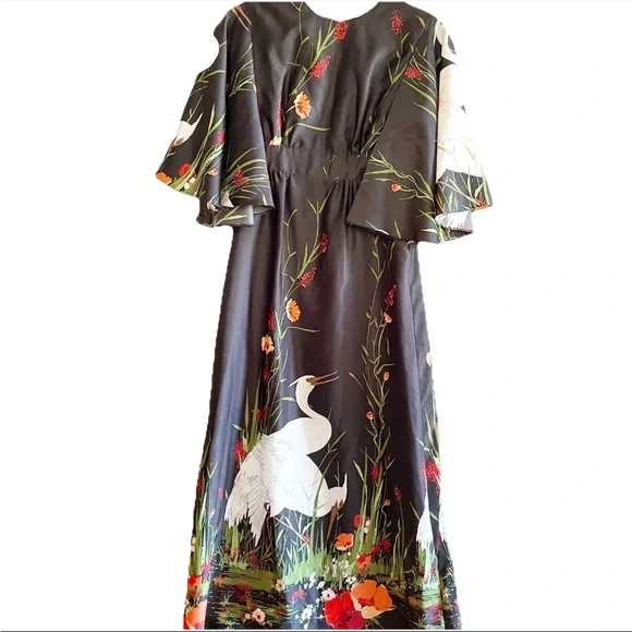 Hilo Hattie | Dresses | Vintage Hilo Hattie Maxi Dress Made In Hawaii Crane  Design Flutter Sleeve Sz | Poshmark